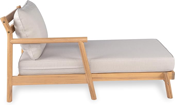 Christopher Knight Home Jorine Patio Chat Set, Acacia Wood Accent Chair, Slat Panel Coffee Table, Sectional L Shaped Sofa, Loveseat and Lounge Chair, Outdoor Conversation Set for Yard, Teak+Beige