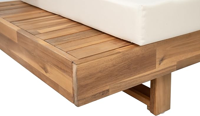 Christopher Knight Home Tenny 5-Seater Acacia Wood Patio Furniture Set, Outdoor Conversation Corner Sofa Set with Club Chair+Coffee Table, Patio Sectional Chat Set for Backyard/Balcony, Teak+Beige