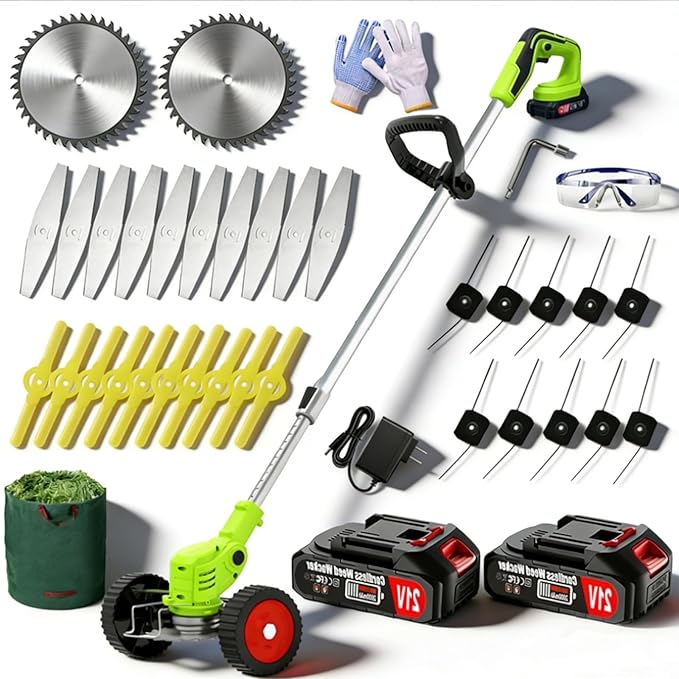 Electric Weed Wacker Cordless Eater Battery Powered Lightweight No-String Weed Trimmer 3 in 1 Stringless Grass Trimmer