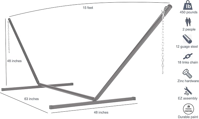 Jumbo Caribbean Hammock and Metal Tribeam Stand (TAN)