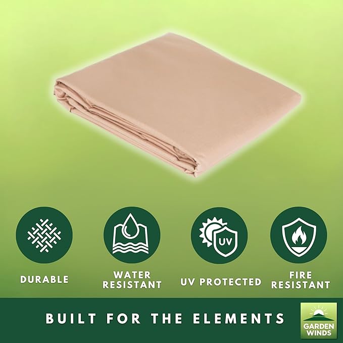 Garden Winds Reinforced RipLock 350 Replacement Canopy Top Cover Compatible with Garden Treasures 11’ Offset Umbrella Models YJAF-819R, YJAF-819D, YJAF-81903A, YJAF-81903B, YJAF-81903C - Beige