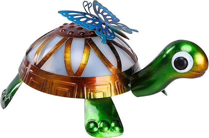 MUMTOP Solar Outdoor Lights Garden Decor, Color Changing Turtle Waterproof Solar Powered LED Light Metal Turtles Butterfly Yard Art Ornament for Patio Outside Lawn Backyard Balcony Decorations
