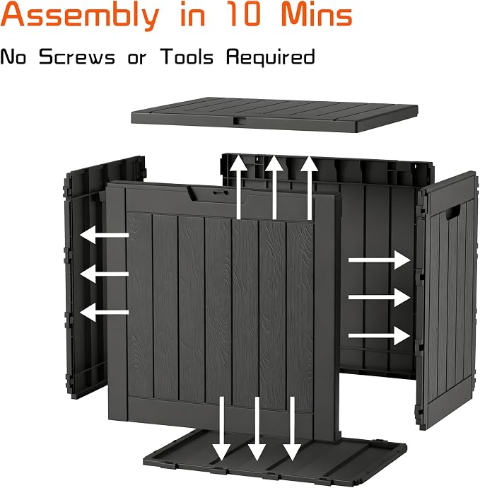 30 Gallon Outdoor Storage Box, Outside Resin Lockable Storage Boxes, Waterproof Deck Box for Patio Cushions, Garden Tools(Black)