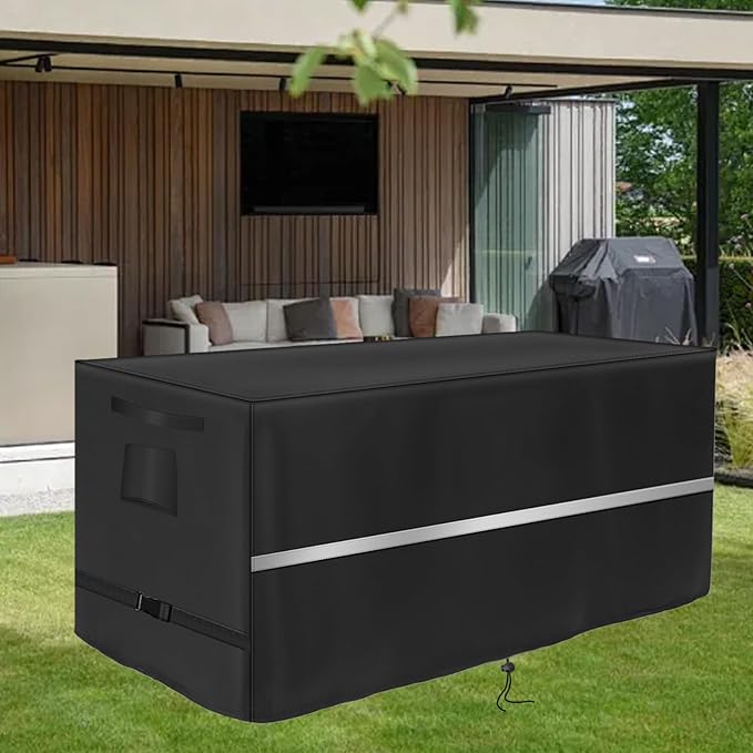 Deck Box Cover Heavy Duty Waterproof Deck Box with Handle, Outdoor Large Storage Box Cover Patio Rectangular Bench Covers (60 x 34 x 35 inch)