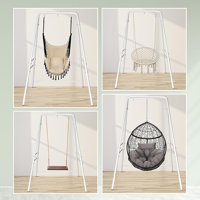 Sturdy Hammock Stand Only - Heavy Duty Frame, Max Stability Iron Frame for Relaxing, 25 LBS Lightweight Yet Strong, 30.31" Top Width, Fits Standard Hammock Chairs, Easy to Move & Store, White