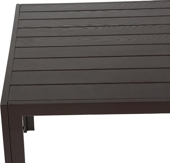 GDFStudio 7-Piece Patio Dining Set, Outdoor Table with 6 Stackable Chairs, Rectangular Metal Dining Table, Breathable Textilene Seating for Backyard, Deck, Garden & Outdoor Entertaining, Brown