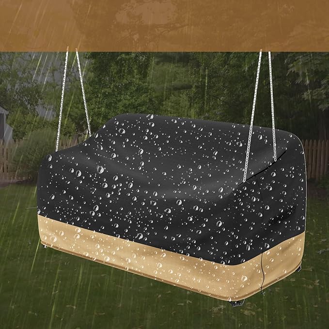 Hanging Porch Swing Cover Waterproof, Protected Outdoor Swing Cover, with Seam Taped, Hanging Outdoor Swing Cover for Outdoor Furniture & Windproof Design