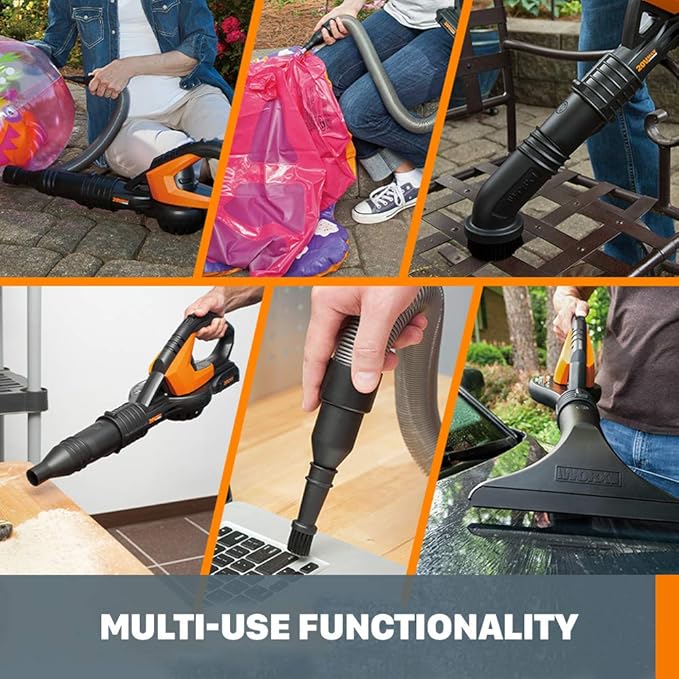 Worx String Trimmer Cordless GT3.0 20V PowerShare 12" Edger & Weed Trimmer (2 Batteries & Charger Included) WG163 and WORX WG545.9 20V Work Air Lithium Multi-Purpose Blower/Sweeper/Cleaner Tool ONLY