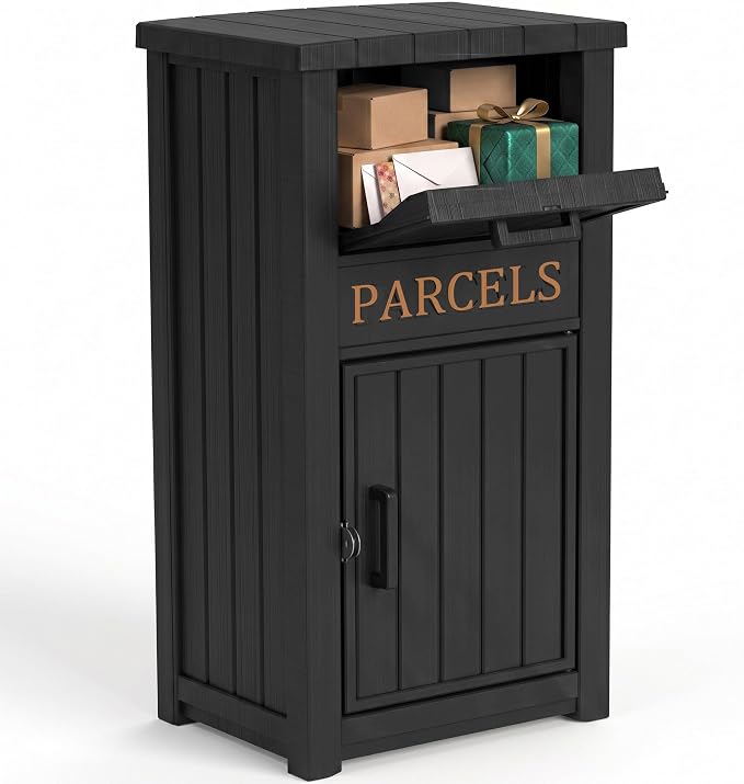 Package Delivery Boxes for Outside, 95 Gallon Outdoor Storage Box, with Lockable Secure Design, Deck Box Outdoor Waterproof for Entryway, Front Porch, Backyard, Garden, Patio