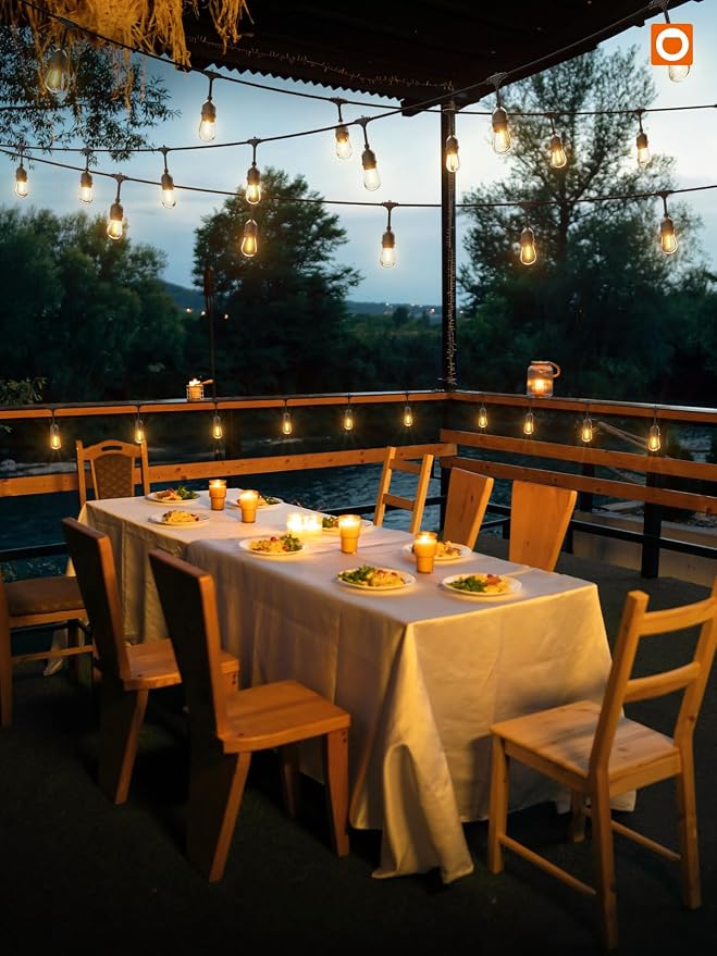 addlon LED Outdoor String Lights 48FT with 25 Edison Vintage Bulbs ETL | Commercial Grade Strand with Shatterproof Bulbs, Decorative Hanging Lights for Patio Backyard Garden Cafe Bistro Deck