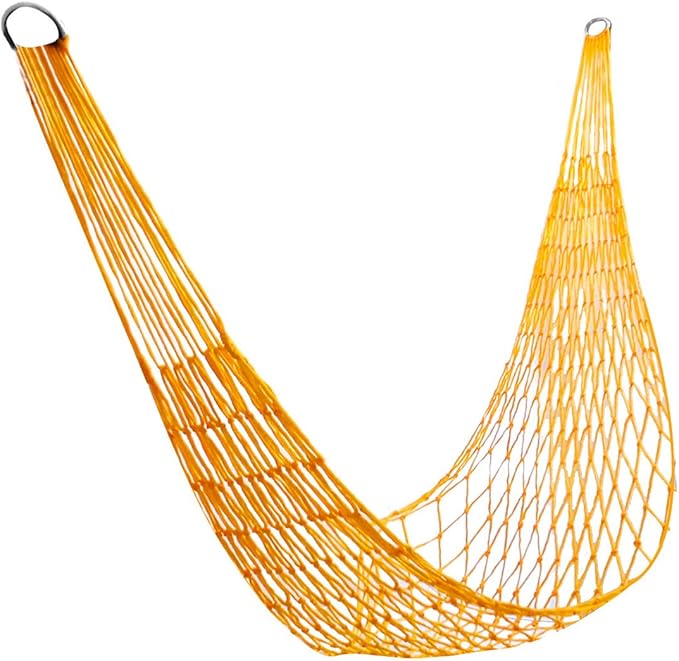Ruilogod Home 260cm x 170cm Leisure Hang Sleeping Bed Mesh Hammock Dark Yellow (id: 2bb 04a 5b7 86b cb8