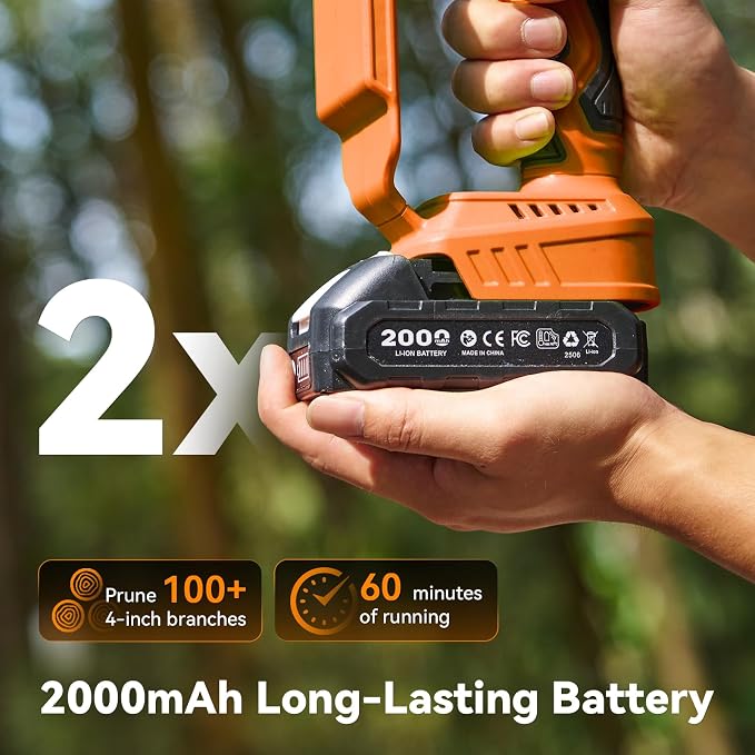 Mini Chainsaw Cordless, 8 Inch & 6 Inch Electric Chainsaw Battery Powered, 1000W Brushless Handheld Power Chain Saw with 2 Batteries, Small Tree Saw for Branch Trimming Wood Cutting
