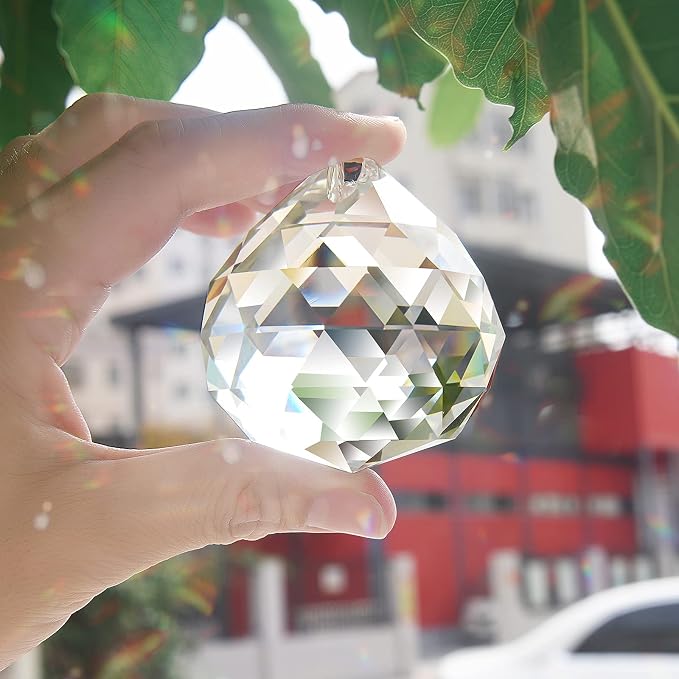 MerryNine 60mm Clear Crystal Ball Prism Sun Shine Catcher Rainbow Pendants Maker, Hanging Crystals Prisms for Windows, for Feng Shui, for Gift(60mm/2.36" 1pack)
