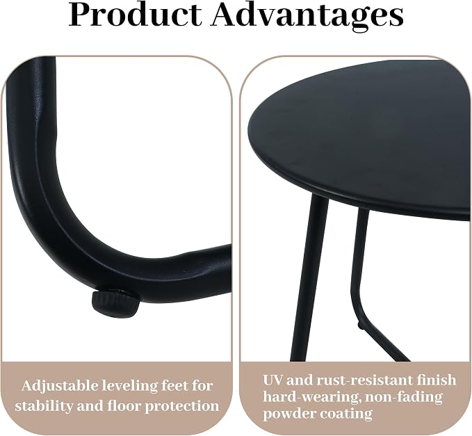 Outdoor Side Table Metal - Portable Accent Table, Multi-Functional End Table for Patio, Balcony, Bedroom & RV Use