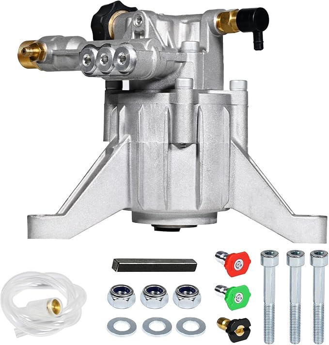 TOOLCY 7/8" Shaft Vertical Pressure Washer Pump - Rear Inlet/Outlet Max 3400 PSI @ 2.5 GPM OEM & Power Washer Pump for Gas Washer, Replacement for Simpson, Honda etc
