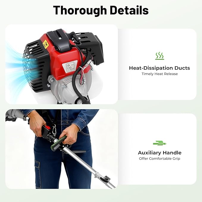52CC 2-Stroke Gasoline Brushcutter and Lawn Mower, Electric Lawn Mower, 5-in-1 Gas Lawn Mowers