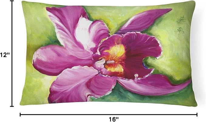 Caroline's Treasures JMK1120PW1216 Orchid Canvas Fabric Decorative Pillow Machine Washable, Indoor Outdoor Decorative Pillow for Couch, Bed or Patio, 12HX16W