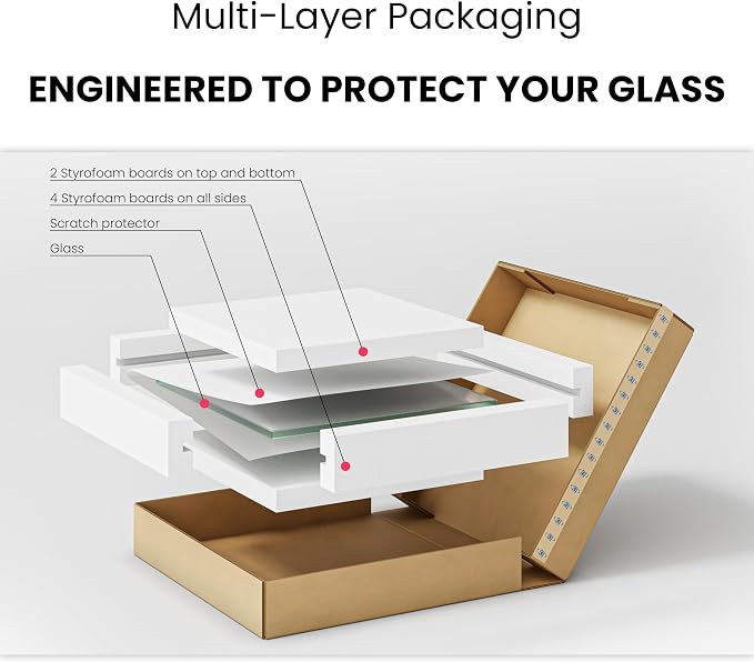 Dulles Glass 20" Round Glass Table Top, 3/8" Thick Clear Tempered Replacement Glass, Pencil Polished Edge for Coffee, Dining, Patio Tables & Furniture Protection
