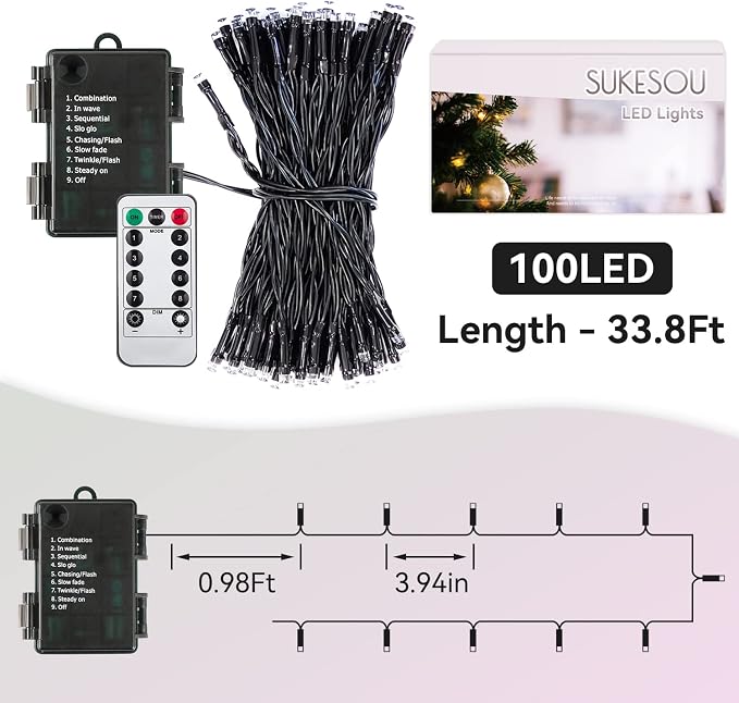 St Patricks Day Decoration Lights 33Ft 100LED Green String Lights Outdoor Indoor Waterproof for Garden Party Holiday Halloween Christmas