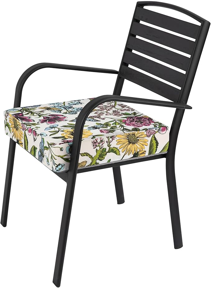 Outdoor Cushion Covers 24 x 24 x 4 inch,Set of 2,Non-Slip Grips Bottom,Replacement Cushion Covers for Garden Patio Furniture Couch Chair,Fade-Resistant Slipcover Only,No Insert(Butterfly Flower)