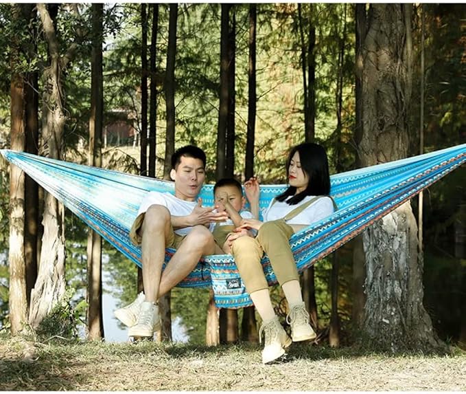 Outdoor Hammock Anti-Rollover Travel Camping Portable Hammock Hanging Chair Outdoor Portable Camping Travel Equipment (Color : Blue, Size : 260 * 140cm)