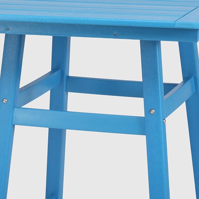 WestinTrends Malibu Square Outdoor Patio Counter High Bistro Bar Table with Umbrella Hole 37" Tall, Pacific Blue