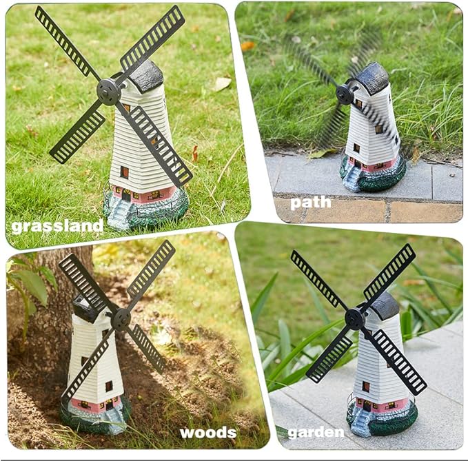 pearlstar Solar Garden Outdoor Windmill Lighthouse - 20" Solar Powered LED Lighthouse Garden Statue Waterproof Decorative Light for Women Mom Landscape Decor Lawn Table Patio Pathway Yard