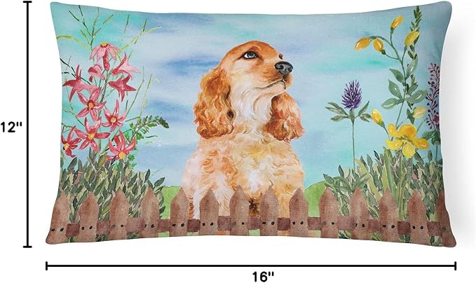 Caroline's Treasures CK1268PW1216 Cocker Spaniel Spring Canvas Fabric Decorative Pillow Machine Washable, Indoor Outdoor Decorative Pillow for Couch, Bed or Patio, 12HX16W