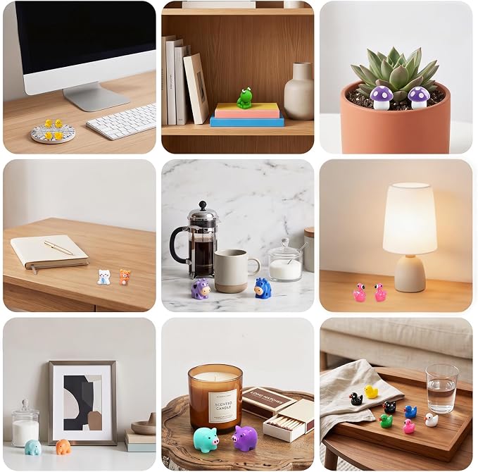 Zerobe Miniature Resin Animal Sets, Tiny Figurine Collection, 30 PCS | 30 pcs miniature resin animal figurines for desktop displays, moss terrariums, and micro landscape garden decor