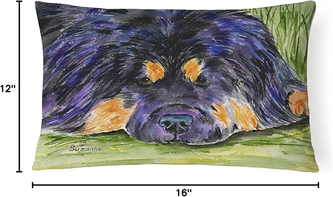 Caroline's Treasures SS8519PW1216 Tibetan Mastiff Canvas Fabric Decorative Pillow Machine Washable, Indoor Outdoor Decorative Pillow for Couch, Bed or Patio, 12HX16W