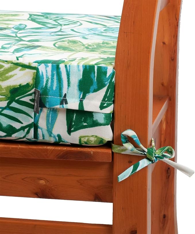 FUNHOME Outdoor Bench Cushion Cover 42 x18 x 3 inch,Water Resistant Cover with Zipper&Ties,Fade-Resistant Slipcover,Patio Porch Swing Cushion Cover Replacement Only,No Insert(Palm Leaf)