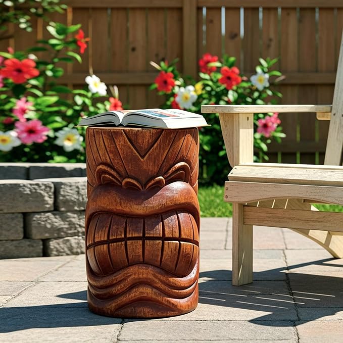 Outdoor Decor Tiki Face Sculpture-Tiki Totem Statues Waterproof Decorative Yard Patio Decorations