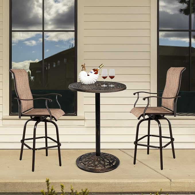 Antique Bronze Outdoor Bar Table, Bar Height Patio Table, Patio Dining Table, Tall Outdoor Table Bistro Table Outdoor Furniture Garden Table 27.5" L x 27.5" W x 40" H Patio Bistro Table