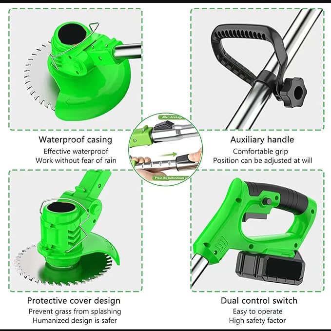 Weed Wacker,Weed Eater 21V 2.0Ah Battery Powered, Cordless Weed Wacker/String Trimmer/Weed Trimmer is Perfect for Trimming The Yard and Bushes, Flower beds, patios.