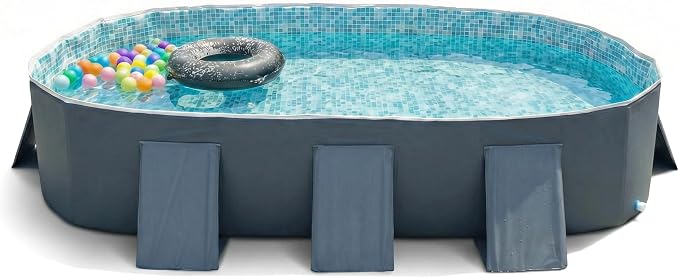 YYW Foldable Family Pool for Adults & Family - Portable Large Swimming Pool for Indoor/Outdoor Garden Backyard Summer Parties (Cloud Ink Gray, 115")