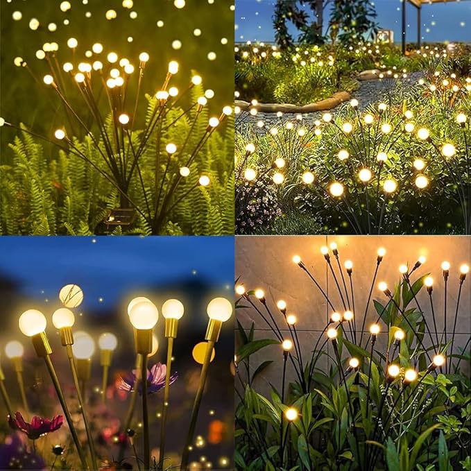Solar Lights Outdoor, Decorative Animal & Flower Shaped Landscape Lights with Warm/Colorful LED, Auto On/Off Waterproof Solar Powered Decor for Yard Lawn Patio Gift Idea (Warm-Firefly-2pack)