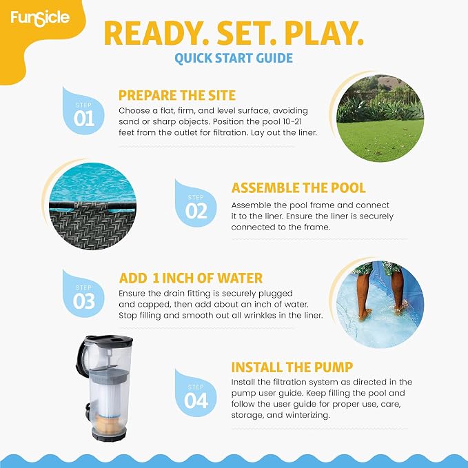Funsicle Oasis Designer 16' x 48" Round Above Ground Swimming Pool, With FiltraBoost 1800 GPH Filter Pump With AutoSkimmer, Pump, Ladder, Deluxe Maintenance Kit, Cover & Ground Cloth, Dark Herringbone