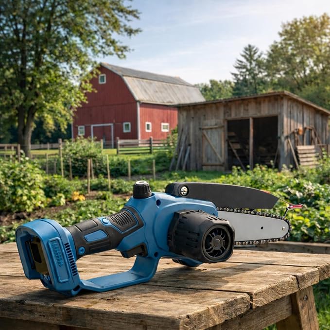 6 Inch Mini Chainsaw Cordless with Extension Pole, Portable Electric Pole Chainsaw with 2 Batteries and 2 Chains, Detachable Pole Handheld Chainsaw for Tree Trimming, Wood Cutting