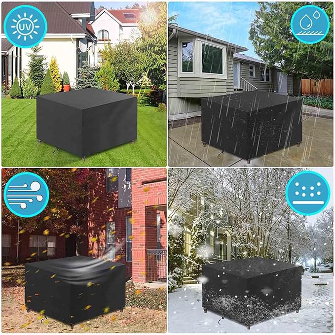 Outdoor Patio Furniture Covers Waterproof 600D Square Outdoor Table and Chair Set Cover Wind Dust Proof Anti-UV Durable Patio Sectional Couch Cover 108" L x 108" W x 34" H / 270x270x85cm