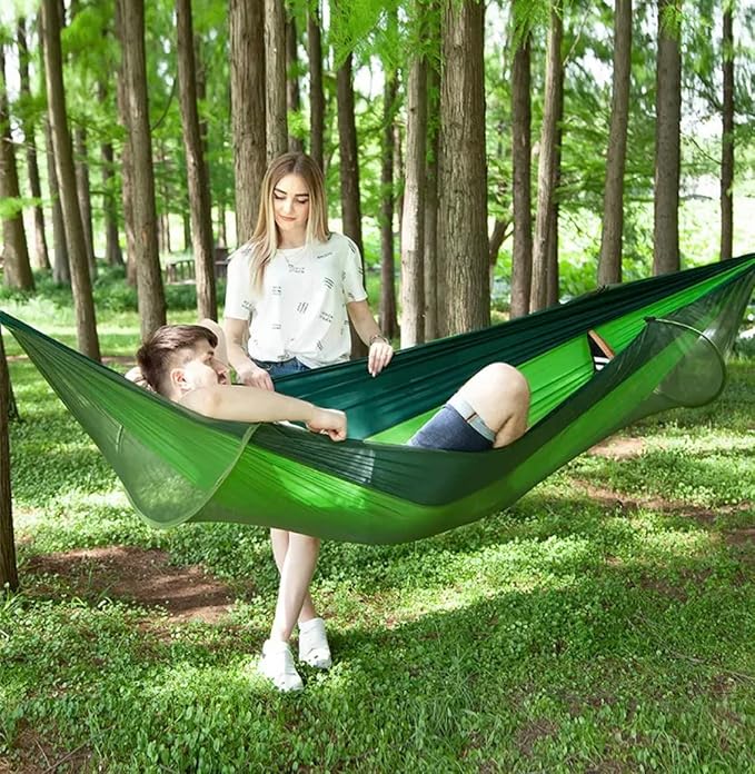 Durable Camping Nylon Hammock with Mosquito Net Hammock Tent for Outside,Hammock with Bug Net for Single & Double Camping,Survival, Travel & More 500lbs…