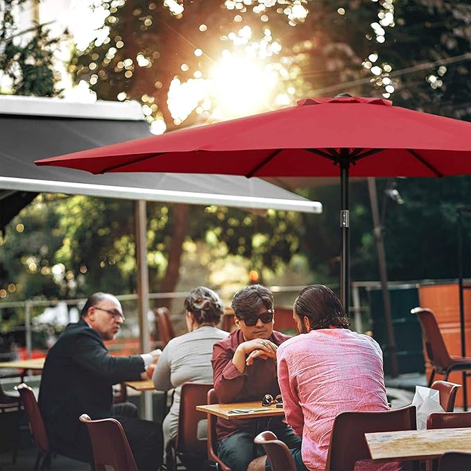 Simple Deluxe 9ft Outdoor Market Table Patio Umbrella with Button Tilt