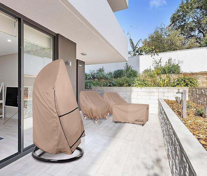 ULTCOVER Patio Hanging Egg Chair Cover - Waterproof Outdoor Single Seat Swing Egg Chair with Stand Cover 45W x 33D x 68H inches