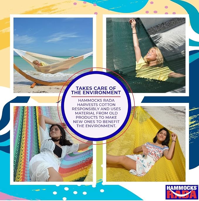 Hammocks Rada Mayan-Made Matrimonial Yucatan Hammock - Two Person - Fits 12.5 to 13 Feet Hammock Stand - Up to 550 Pounds, Two Green - Hanging Bed