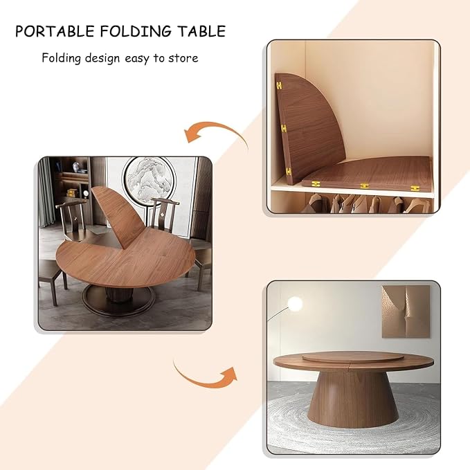 Large Round Foldable Table Top, 59 ” Diameter Portable Dining Table Extender Top, No Legs Wooden Round Table Tops Only, for Round Table and Square Table (White, 5.9ft/71.2in)