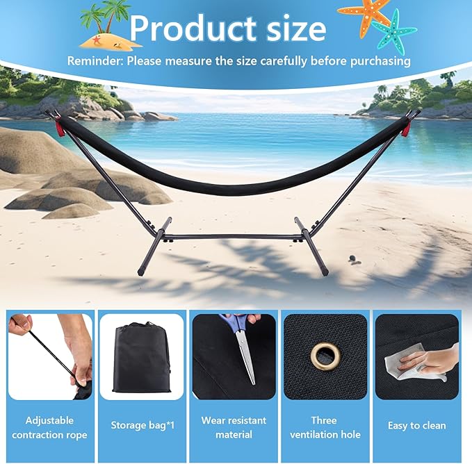 Hammock Cover,Waterproof Hammock Sleeve Protector,16 ft Hammock Storage Fits Most Outdoor Hammock for Hiking Camping,Keep Your Hammock Pristine for Years,Black (Cover Only)