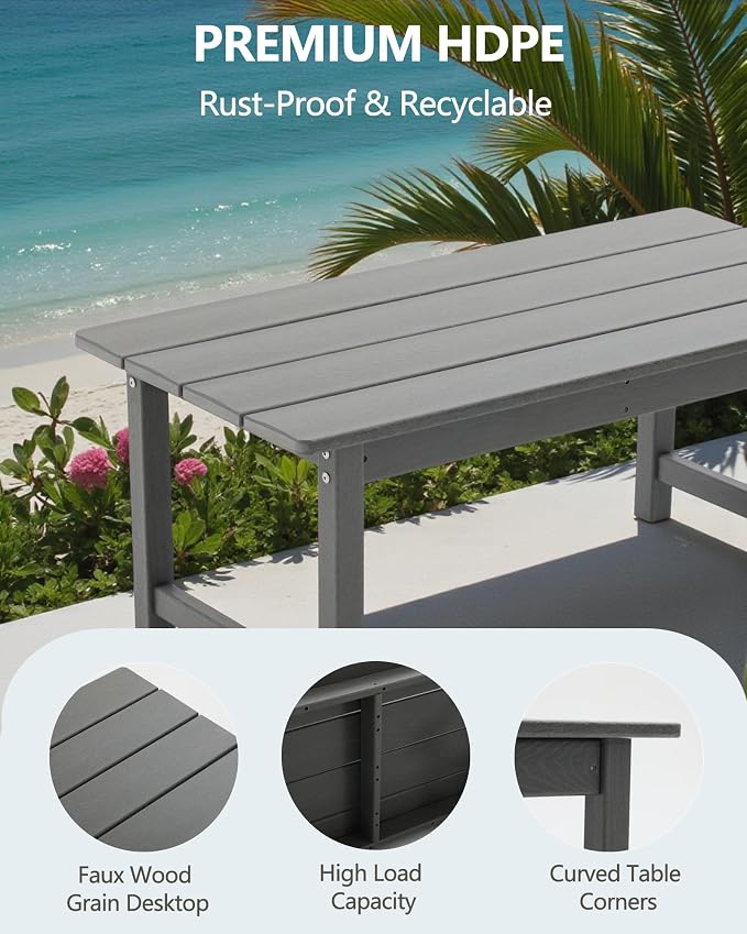HDPE Outdoor Patio Furniture Set, 8-Piece Sofa Set with 4-Seat Couch, 2 Armchairs & 2 Coffee Tables, Weatherproof Conversation Set with Cushions, All-Weather Waterproof, for Garden, Porch & Backyard