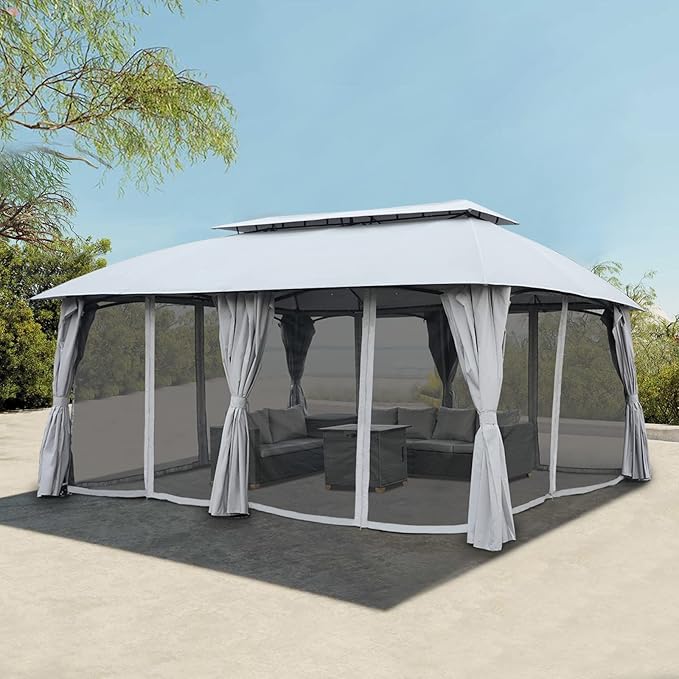 Grand Patio 13x20 Replacement Canopy Top Double Soft Gazebo Canopy (ONLY Top Canopy Without Frame)