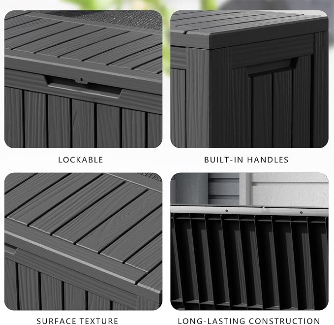 90 Gallon Waterproof Resin Deck Box, UV Resistant Outdoor Storage for Garden, Patio, Porch, Delivery(Black,80 Gallon)