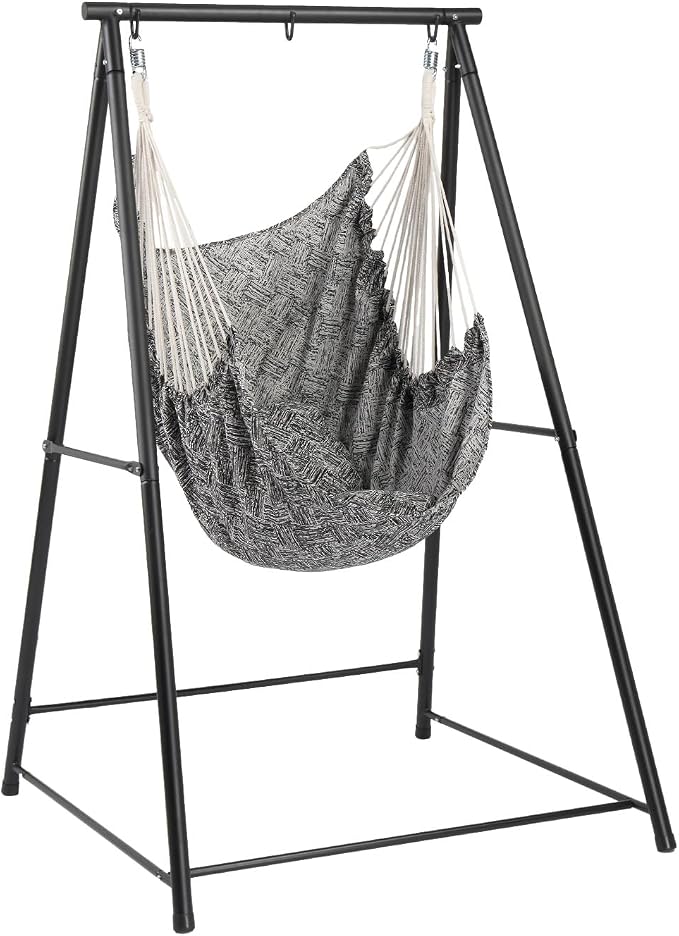 Hammock Chair Stand with Swing Chair, Heavy-Duty Hanging Chair with Stand, Hammock Swing Chair Stand for Indoor Outdoor Patio Yard Garden Porch