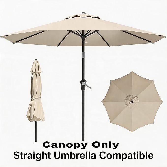 11FT Cantilever Patio Umbrella Replacement Canopy Outdoor Large Round 8 Ribs Length 64" to 66" (Canopy Only) Waterproof & UV